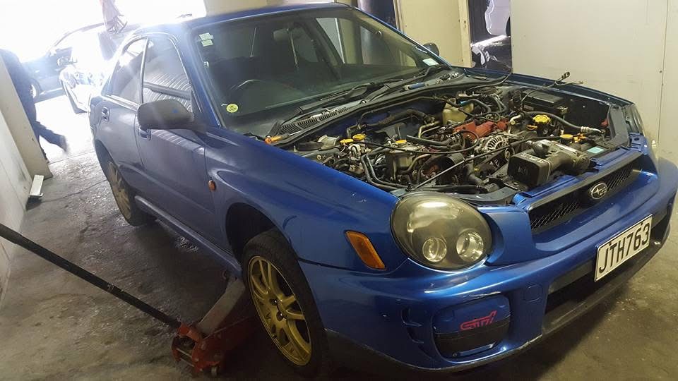 Blue Subaru performance car